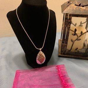 Silvertone Teardrop Pendant and Earrings